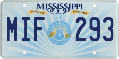 MS license plate MIF293