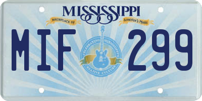 MS license plate MIF299