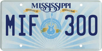 MS license plate MIF300