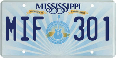 MS license plate MIF301