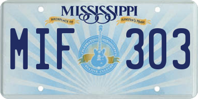 MS license plate MIF303