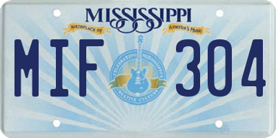 MS license plate MIF304