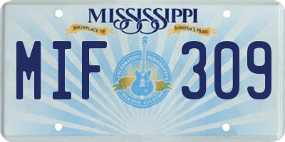 MS license plate MIF309