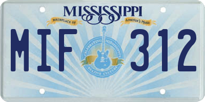 MS license plate MIF312