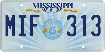 MS license plate MIF313