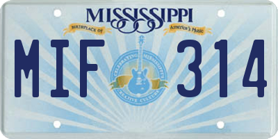 MS license plate MIF314