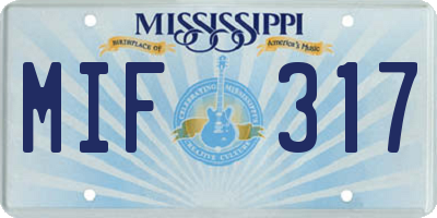MS license plate MIF317