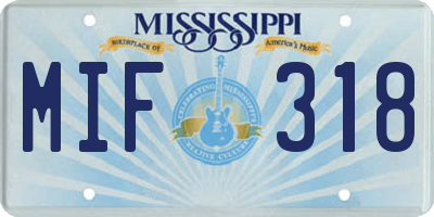 MS license plate MIF318