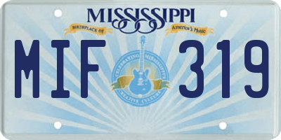 MS license plate MIF319