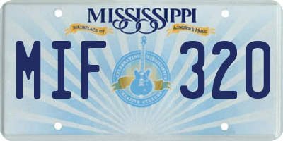 MS license plate MIF320