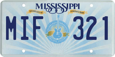 MS license plate MIF321