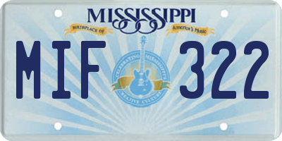 MS license plate MIF322