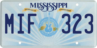 MS license plate MIF323
