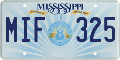 MS license plate MIF325