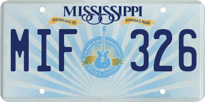 MS license plate MIF326