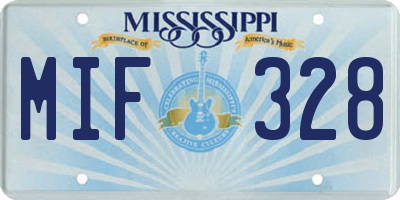 MS license plate MIF328