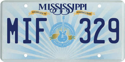 MS license plate MIF329