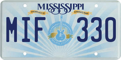 MS license plate MIF330
