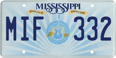 MS license plate MIF332