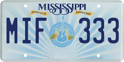 MS license plate MIF333