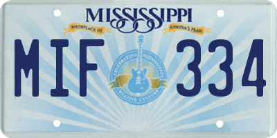 MS license plate MIF334