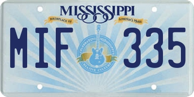 MS license plate MIF335