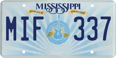 MS license plate MIF337