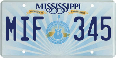 MS license plate MIF345