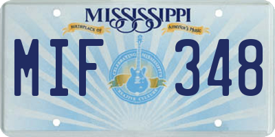 MS license plate MIF348