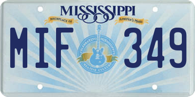 MS license plate MIF349