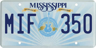 MS license plate MIF350