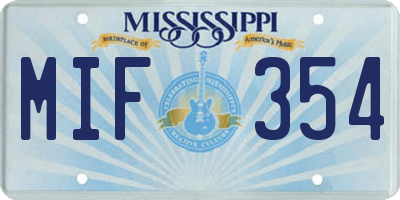 MS license plate MIF354