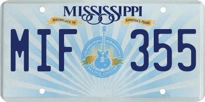 MS license plate MIF355