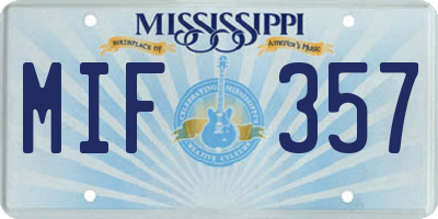 MS license plate MIF357