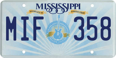 MS license plate MIF358