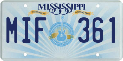 MS license plate MIF361