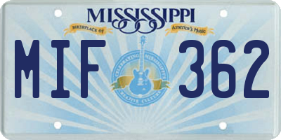 MS license plate MIF362