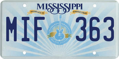MS license plate MIF363