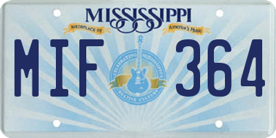 MS license plate MIF364