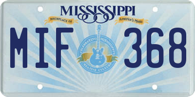 MS license plate MIF368