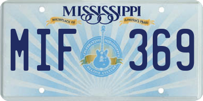 MS license plate MIF369
