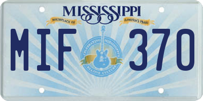 MS license plate MIF370
