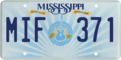 MS license plate MIF371