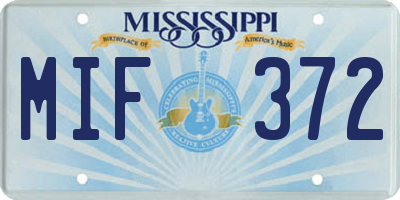 MS license plate MIF372