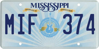 MS license plate MIF374