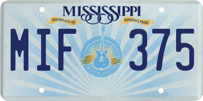 MS license plate MIF375