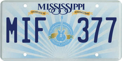 MS license plate MIF377