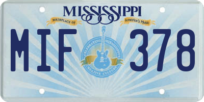 MS license plate MIF378
