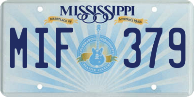 MS license plate MIF379