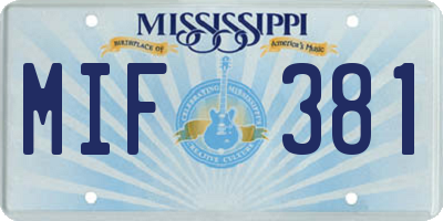 MS license plate MIF381